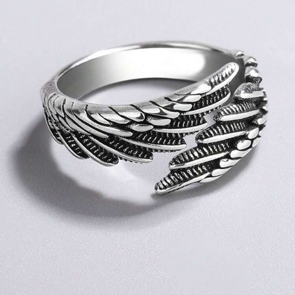 Silver Angel Wing Design Ring - Picture 2 of 2